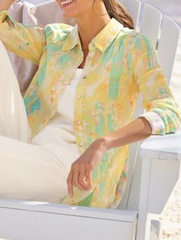 Abstrakt Frühling Urlaub Polyester Keine Elastizität Bestseller Regelmäßig H-Linie Hemdkragen Bluse für Damen