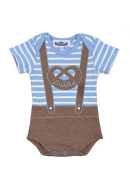 Alpenwahnsinn Baby Body - LEDERHOSE LAUSBUB, Hellblau/Nougat, 92