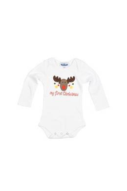 Alpenwahnsinn Baby Body - MY FIRST CHRISTMAS, Weiß, 86