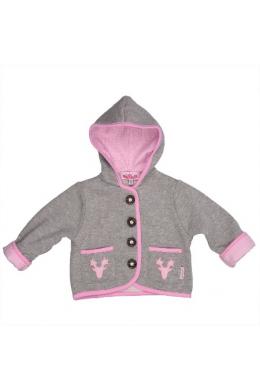 Alpenwahnsinn Baby Jacke - GEWEIH MADL, Grau/Rosa, 86/92