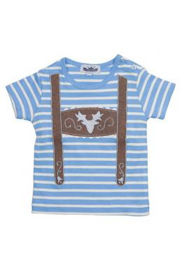 Alpenwahnsinn Baby T-Shirt - LEDERHOSE GEWEIH, Hellblau, 80