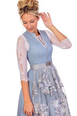 Alpenwahnsinn Dirndl Kollektion Almpracht Midi Dirndl 2tlg. - LILITH, Hellblau/Silber, 32