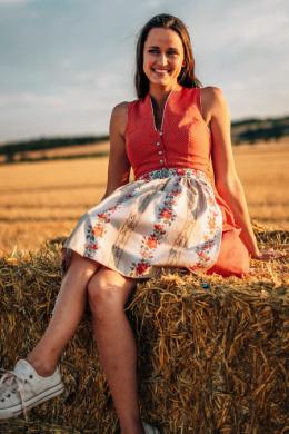 Alpenwahnsinn Dirndl Kollektion Sonnenwalzer Midi Dirndl 2tlg. - ROSENROT II, Rot, 36