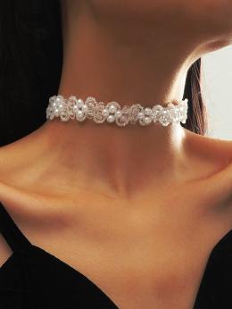 Damen Geblümt Böhmisch Alle Jahreszeiten Urlaub Spitze Perle Neujahr Halsband Perle Halsketten