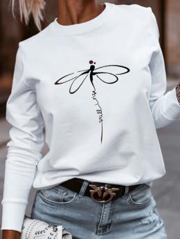 Damen Lässig Frühling Libelle Polyester Keine Elastizität Täglich Weit H-Linie Regelmäßig Sweatshirts