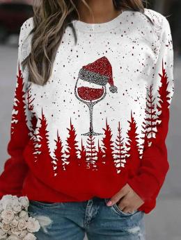 Damen Lässig Winter Weihnachten Polyester Täglich Langarm Rundhals Regelmäßig Regelmäßig Sweatshirts