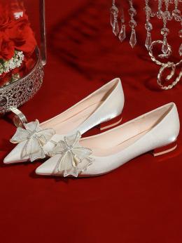 Damen Unifarben Alle Jahreszeiten Elegant Schleife Geschlossen PU Valentinstag Rutschfest Abendschuhe Oxford Schuhe