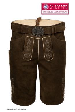 FC Bayern München Fan-Kollektion Lederhose Herren kurz FC Bayern München - ZURRO, Dunkelbraun, 52