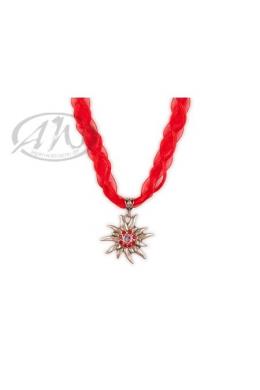 Herbert Hahn Trachtenkette - EDELWEISS ORGANZABANDL, Rot