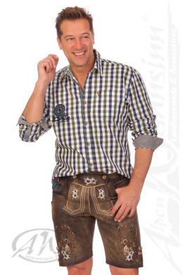 Krüger Buam Lederhose Herren kurz - EDELWEISS, Braun, 48