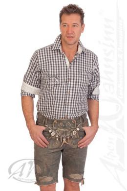 Krüger Buam Lederhose Herren kurz - ENNO, Denimblau, 52