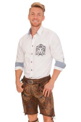 Krüger Buam Lederhose Herren kurz - TITUS, Braun, 54