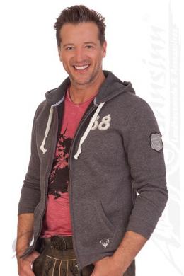 Krüger Buam Sweatjacke Herren - HIRSCHKOPF, Grau, XXL