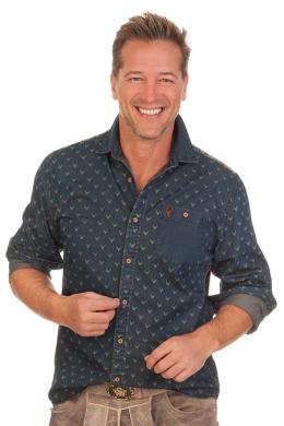 Krüger Buam Trachtenhemd - ANTON, Denimblau, XS
