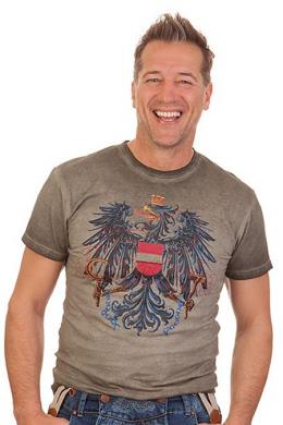 Krüger Buam Trachtenshirt Herren - ÖSTERREICH, Oliv, XL
