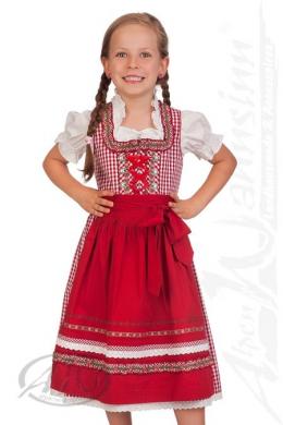 Krüger Kids Kinderdirndl 3tlg. - EMILIA, Kirschrot, 116