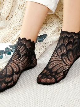 Lässig Alle Jahreszeiten Federmuster Spitze Leicht Party Ausgehöhlt Standard Knöchelsocken Socken für Damen