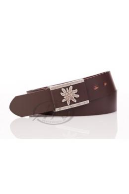 Landes Lederwaren Trachtengürtel - EDELWEISS, Mokka, 115
