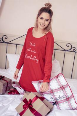 Louis & Louisa Nachthemd Damen - KUSCHELTAG, Rot, XS