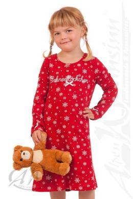 Louis & Louisa Nachthemd Kinder - SCHNEEFLOCKE, Rot, 152/158
