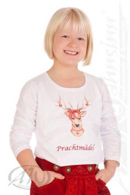 Louis & Louisa Trachtenshirt Kind - PRACHTMÄDEL, Weiß, 140/146