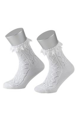 Lusana Trachten Kindersöckchen - L1280S, Weiß, 9-10 (35-37)