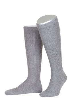 Lusana Trachten Kniestrümpfe - L4910, Mittelgrau, 44/45