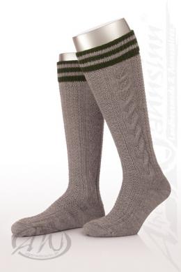 Lusana Trachten Kniestrümpfe - L8995R, Grau, 46/47
