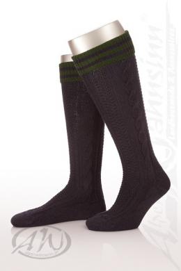 Lusana Trachten Kniestrümpfe - L8995R, Marine, 38/39