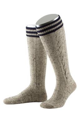 Lusana Trachten Kniestrümpfe - L8995RT, Beigemeliert, 40/41