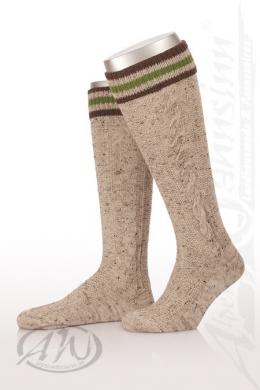 Lusana Trachten Kniestrümpfe - L8995RT3, Braunmeliert, 38-39