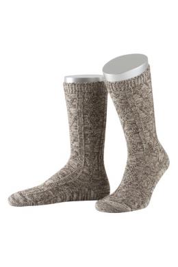 Lusana Trachtensocken - L5623, Braunmeliert, 38/39