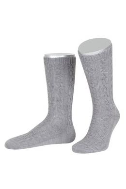 Lusana Trachtensocken - L5697, Mittelgrau, 40/41