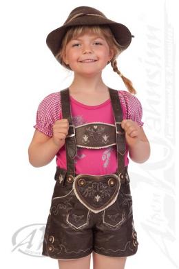 M.Stützle Lederhose Kinder - HIRSCHE, Dunkelbraun, 128