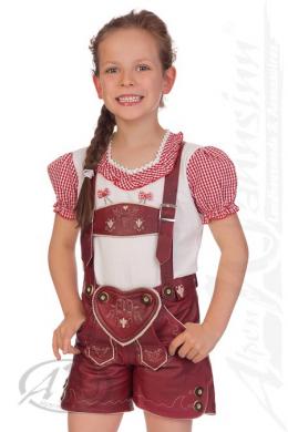 M.Stützle Lederhose Kinder - HIRSCHE, Dunkelrot, 176