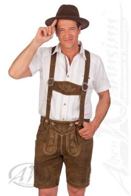 Marjo Lederhose Herren kurz - BERTL, Walnuss, 60