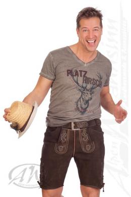 Marjo Lederhose Herren kurz - CORNELIUS, Kohle, 60