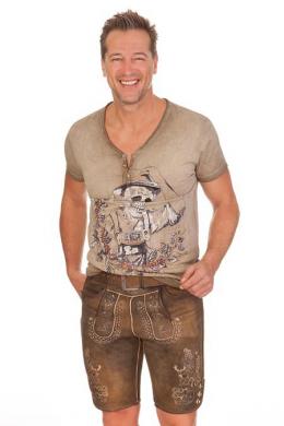 Marjo Lederhose Herren kurz - LENNY, Braun, 58
