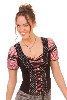 Marjo Trachtenbluse - NELLY-ELLA, Schwarz/Rot, 34
