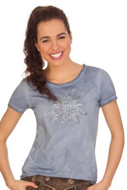 Marjo Trachtenshirt Damen - EDELWEIß, Blau, XXL