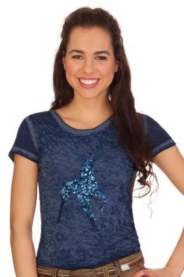 Marjo Trachtenshirt Damen - ELLA, Blau, XXL