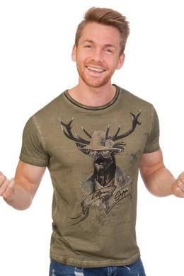 Marjo Trachtenshirt Herren - BENEDIKT, Schlamm, XXL