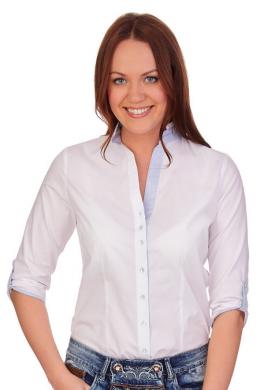 Orbis Trachtenbluse - ABELIA, Weiß/Kornblau, 38