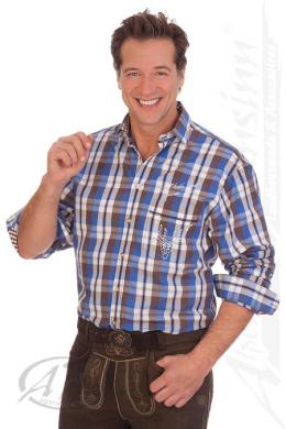 Orbis Trachtenhemd - A HOIBE GEHT NO, Blau, 47/48 (XXXL)