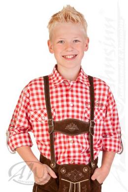 Orbis Trachtenhemd Kind - Ki-H026 - LAUSBUB, Rot, 110/116