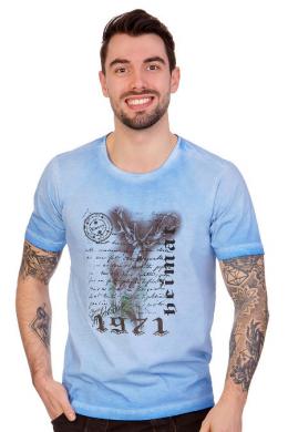 Orbis Trachtenshirt Herren - GIPFELSTÜRMER, Kornblau, XL