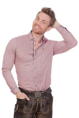 PURE Trachtenhemd - MAXIM, Bordeaux, 39/40 (M)