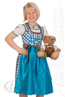 Spieth & Wensky Kinderdirndl 3tlg. - SAMANTHA, Azurblau, 116