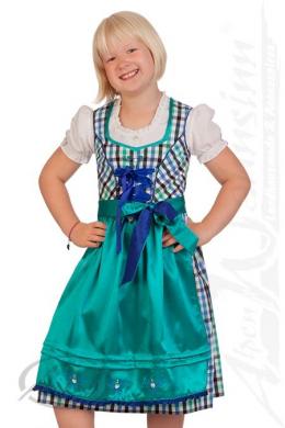 Spieth & Wensky Kinderdirndl 3tlg. - TRAPEZ, Petrol, 128