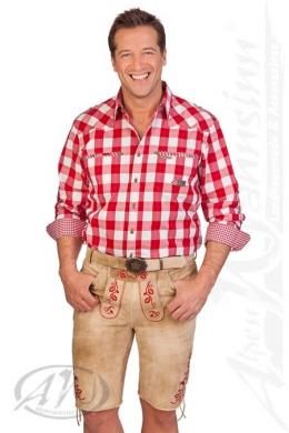 Spieth & Wensky Lederhose Herren kurz - FRANZL, Rot, 54